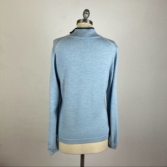 Brooks Brothers Sky Blue Merino Wool Quarter Zip Jacket - Picture 5 of 7